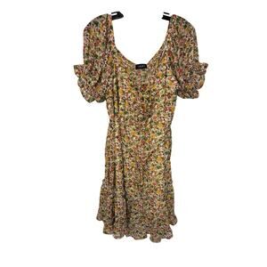 Gigio Women's Fit Flare Getaway Island Mini Dress Ruffle Prairie Cottagecore L